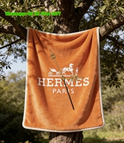Hermès Orange Clock Hand Art Flannel Fleece Throw Blanket IMG_4961